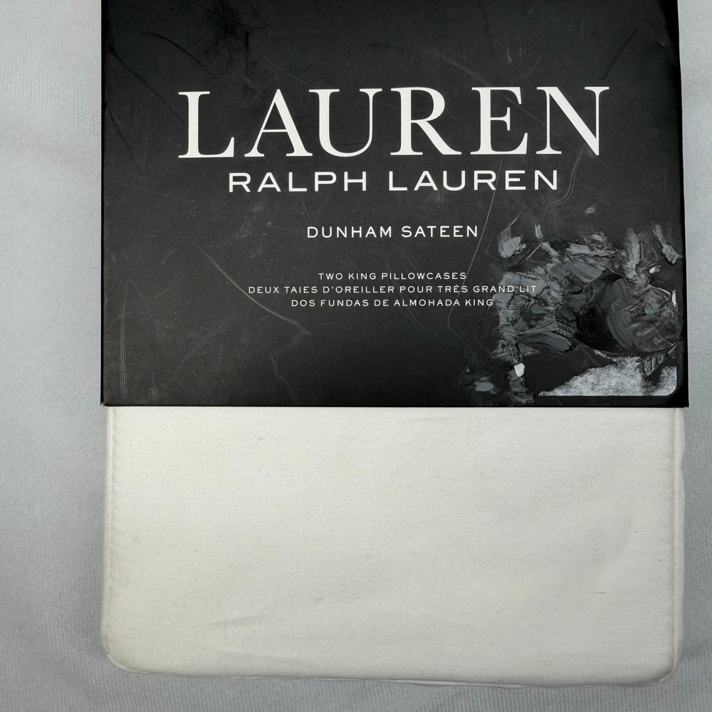 Ralph Lauren Dunham Sateen Pillowcase White King Set of 2 Cotton 300 TC - Picture 4 of 4